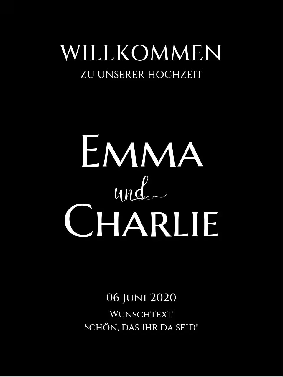 Willkommensposter Hochzeit | Willkommensschild Hochzeit personalisiert | Hochzeitsempfang Tafel WKH