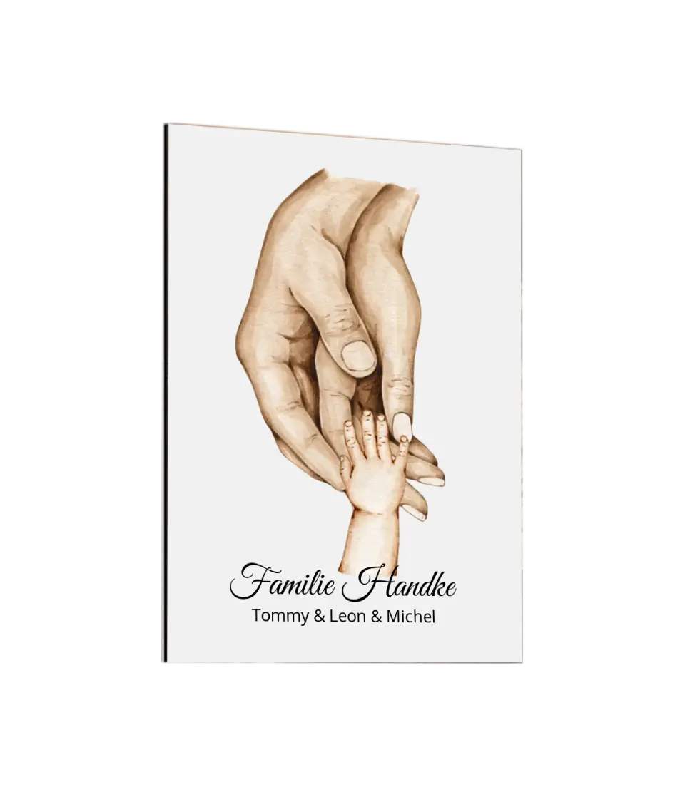 Poster Familie mit Baby Namen und Datum | Personalisiertes Familiengeschenk als Familienposter Geschenk Geburt | Taufgeschenk mit Hände Motiv