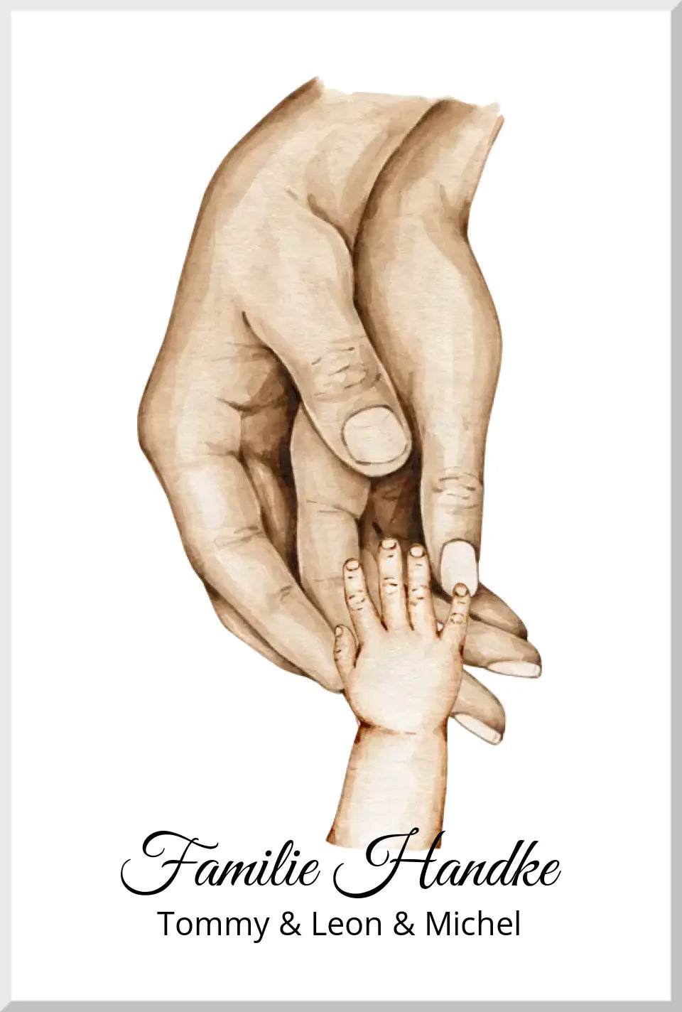 Poster Familie mit Baby Namen und Datum | Personalisiertes Familiengeschenk als Familienposter Geschenk Geburt | Taufgeschenk mit Hände Motiv
