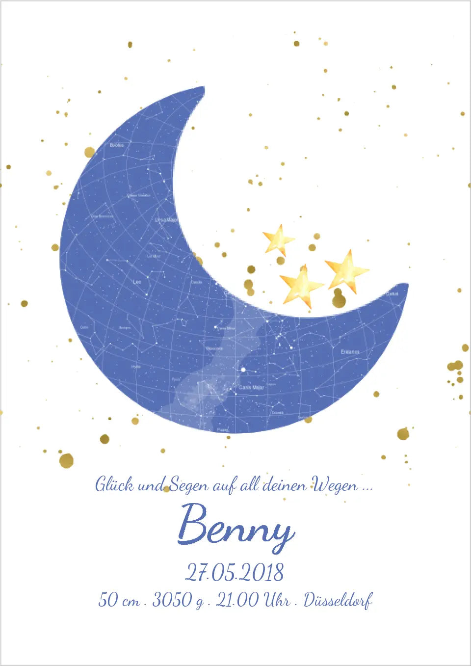 Geburtsgeschenk & Taufgeschenk Geburtsanzeige | Poster Sternkarte Design | Babygeschenk zur Geburt, zur Taufe | Sternenhimmel | Junge