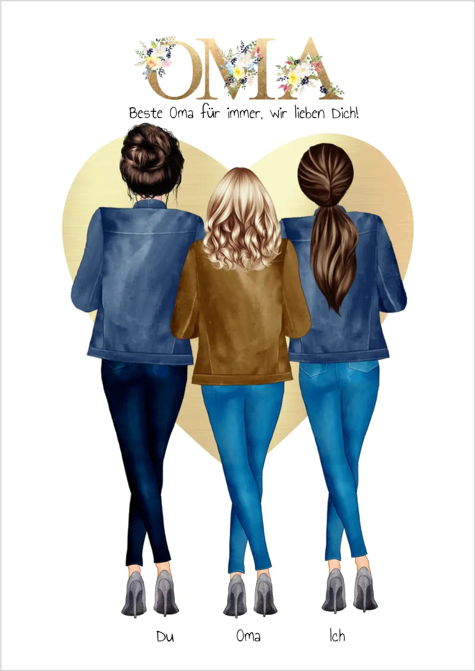Personalisiertes Poster Geschenk für Oma von Tochter, Enkelkinder