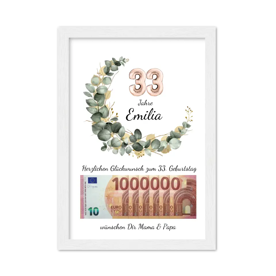 Geldgeschenk Wunscherfüller zum Geburtstag, Geburtstagsgeschenk 1. Million