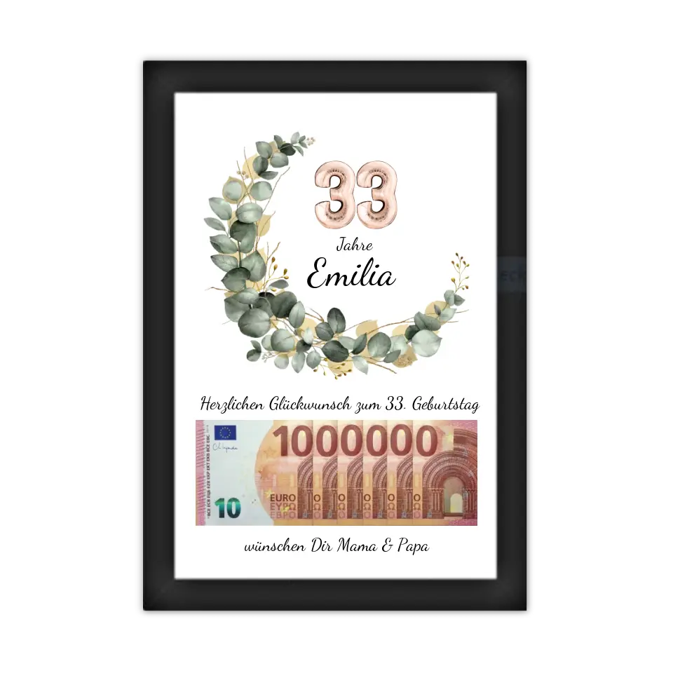 Geldgeschenk Wunscherfüller zum Geburtstag, Geburtstagsgeschenk 1. Million