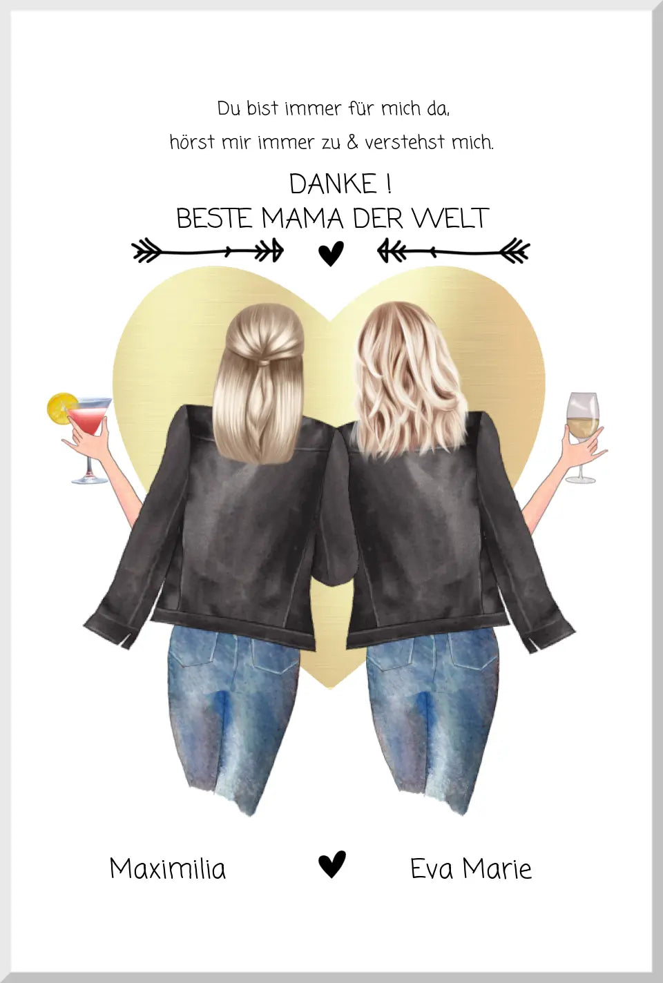 Danke! Beste Mama der Welt - Muttertagsgeschenk personalisiertes Poster - Mutter & Tochter Poster - Mutter Geburtstag
