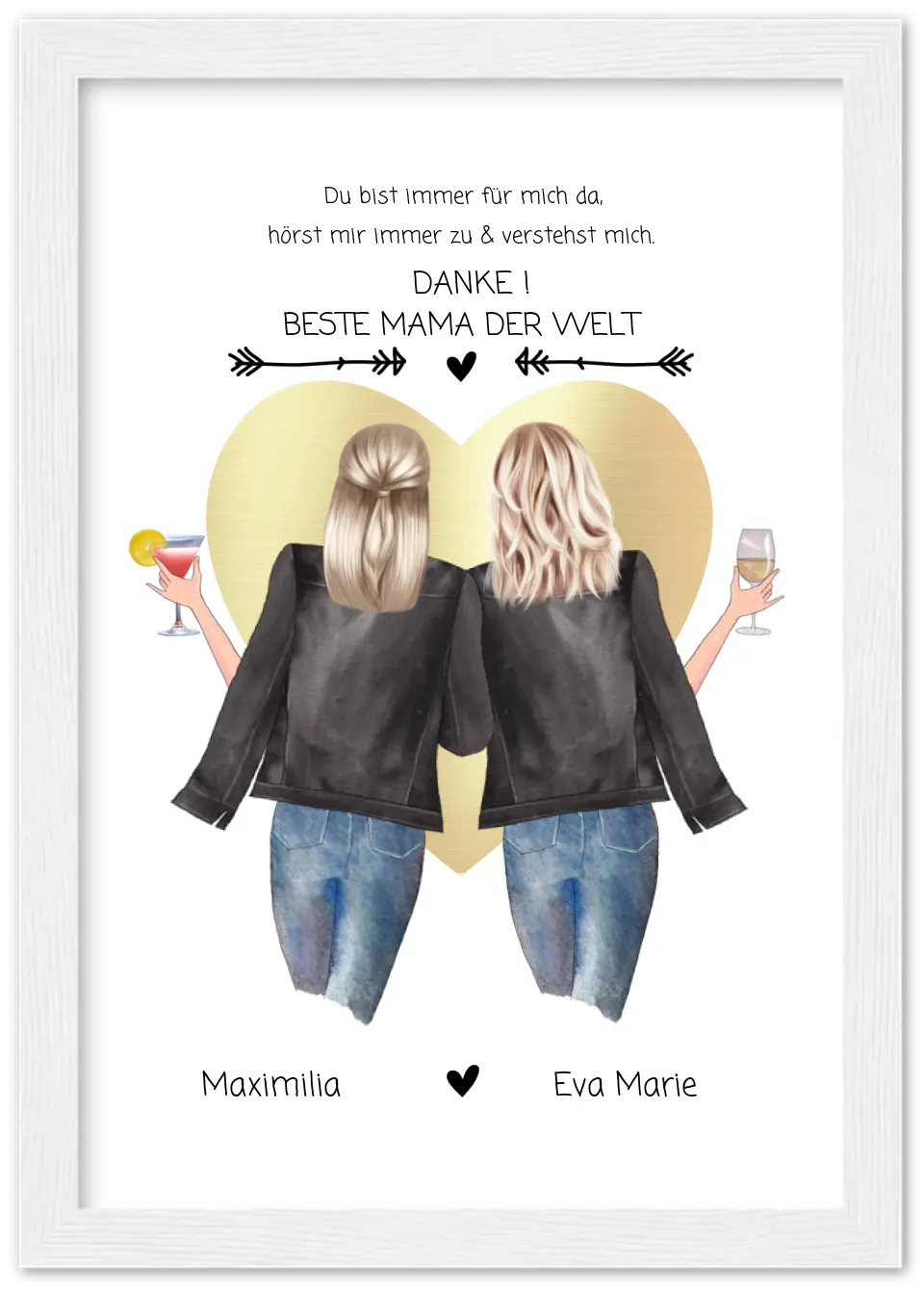 Danke! Beste Mama der Welt - Muttertagsgeschenk personalisiertes Poster - Mutter & Tochter Poster - Mutter Geburtstag