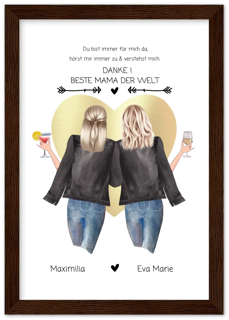 Danke! Beste Mama der Welt - Muttertagsgeschenk personalisiertes Poster - Mutter & Tochter Poster - Mutter Geburtstag