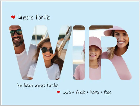 Muttertagsgeschenk | Vaterschaftsgeschenk | "WIR" Poster Familienbild personalisiert Leinwanddruck Leinwandbild