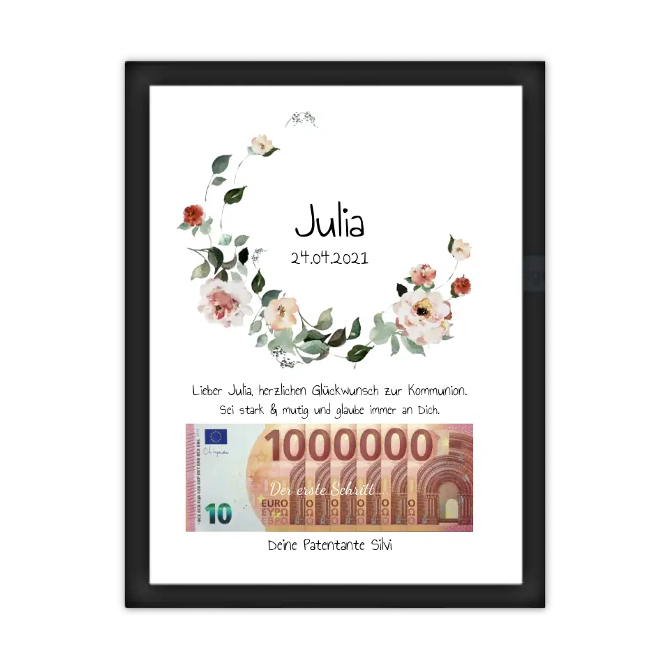 Geldgeschenk Wunscherfüller - Personalisiertes Geschenk, Geldgeschenk zum Geburtstag, Jugendweihe, Kommunion, Konfirmation, Geburtstagsgeschenk 1. Million
