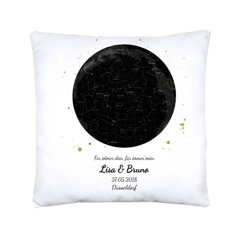 Hochzeitsgeschenk Just Married | Personalisierter Bettbezug Kreis | Geschenk zur Hochzeit, Valentin, Liebe im Sternkarte/Sternenhimmel Design
