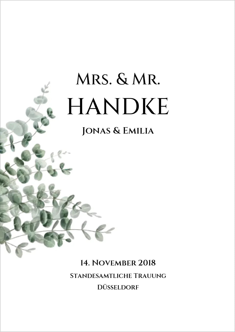 Personalisiertes Hochzeitsposter "Just Married" | "Mr. & Mrs." Hochzeitsgeschenk mit Namen und Datum