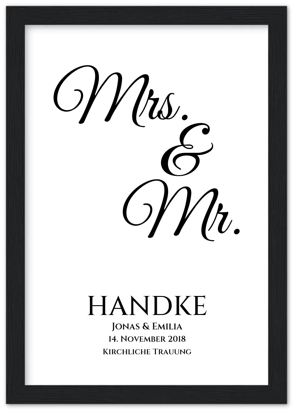 Personalisiertes Hochzeitsposter "Mr. & Mrs." | Hochzeitsgeschenk mit Namen und Datum | LGBTQ+