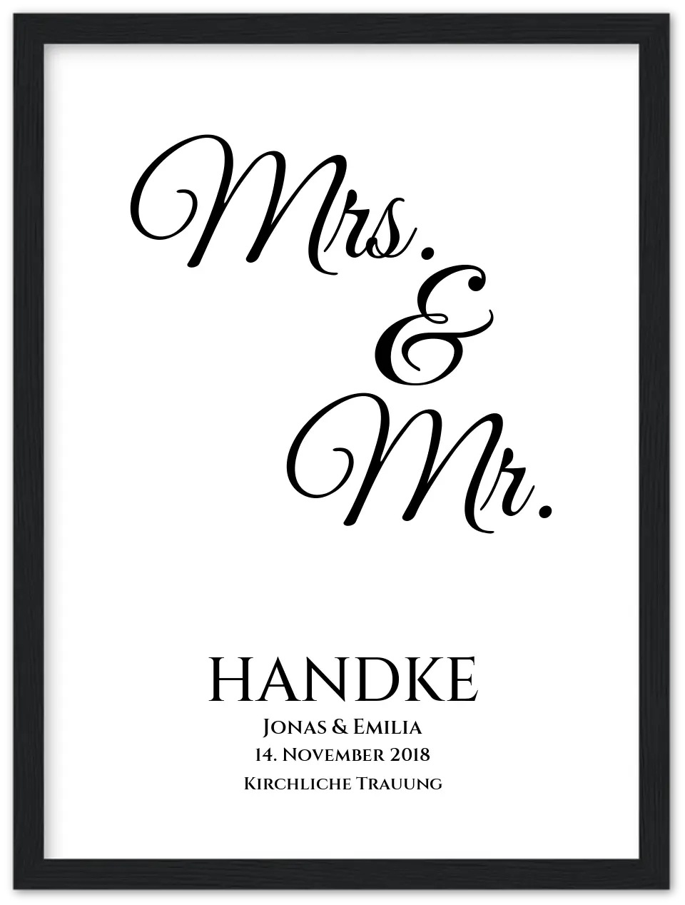 Personalisiertes Hochzeitsposter "Mr. & Mrs." | Hochzeitsgeschenk mit Namen und Datum | LGBTQ+