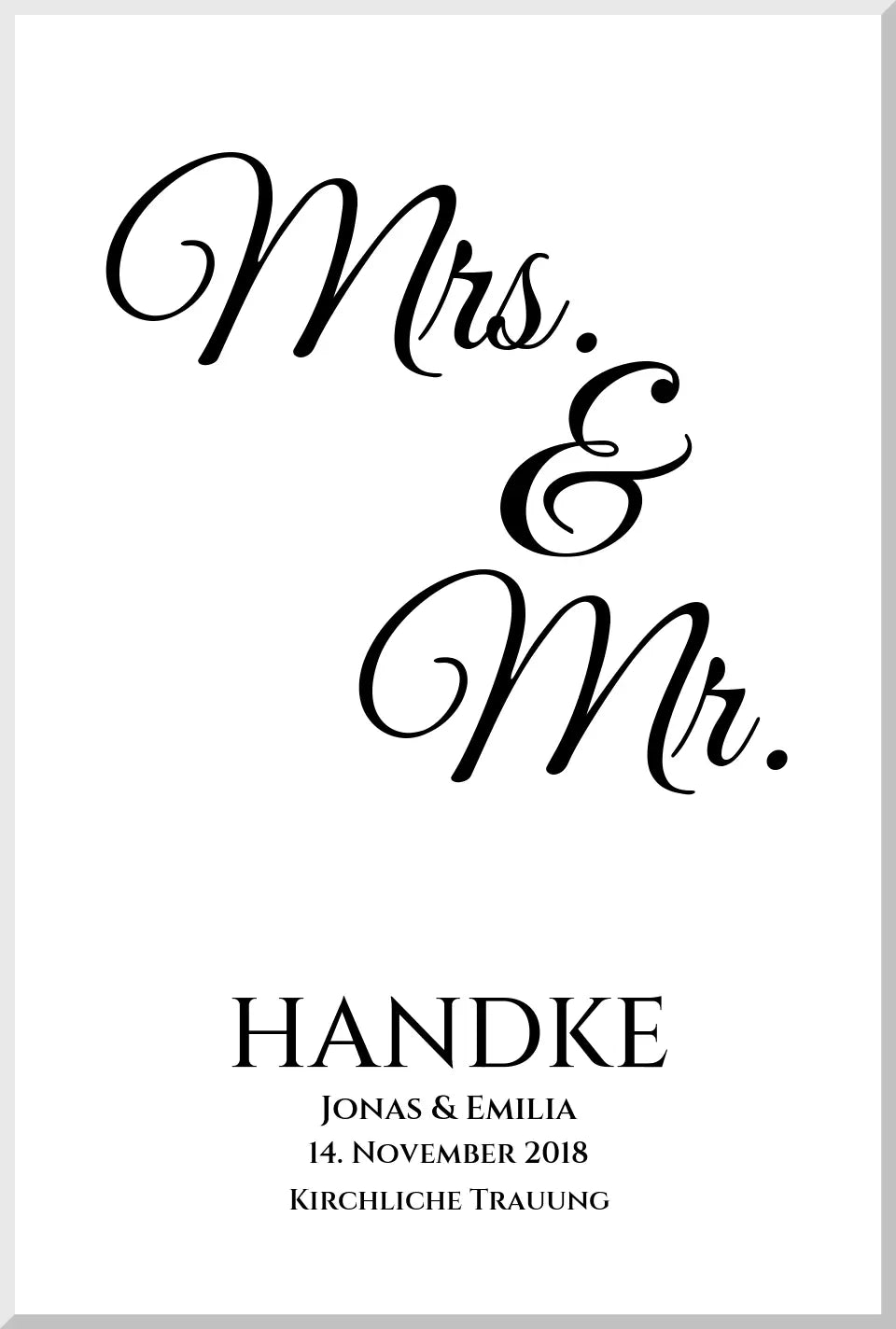 Personalisiertes Hochzeitsposter "Mr. & Mrs." | Hochzeitsgeschenk mit Namen und Datum | LGBTQ+