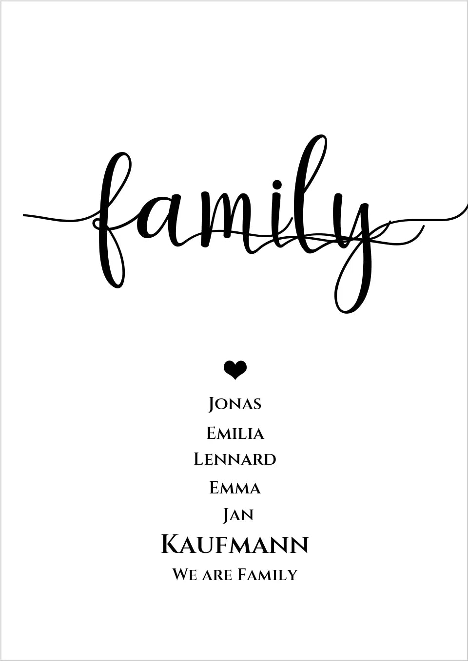 Geschenk Familie Poster "FAMILY" | Geburtstagsgeschenk, Muttertagsgeschenk, Weihnachtsgeschenk mit Namen personalisiert