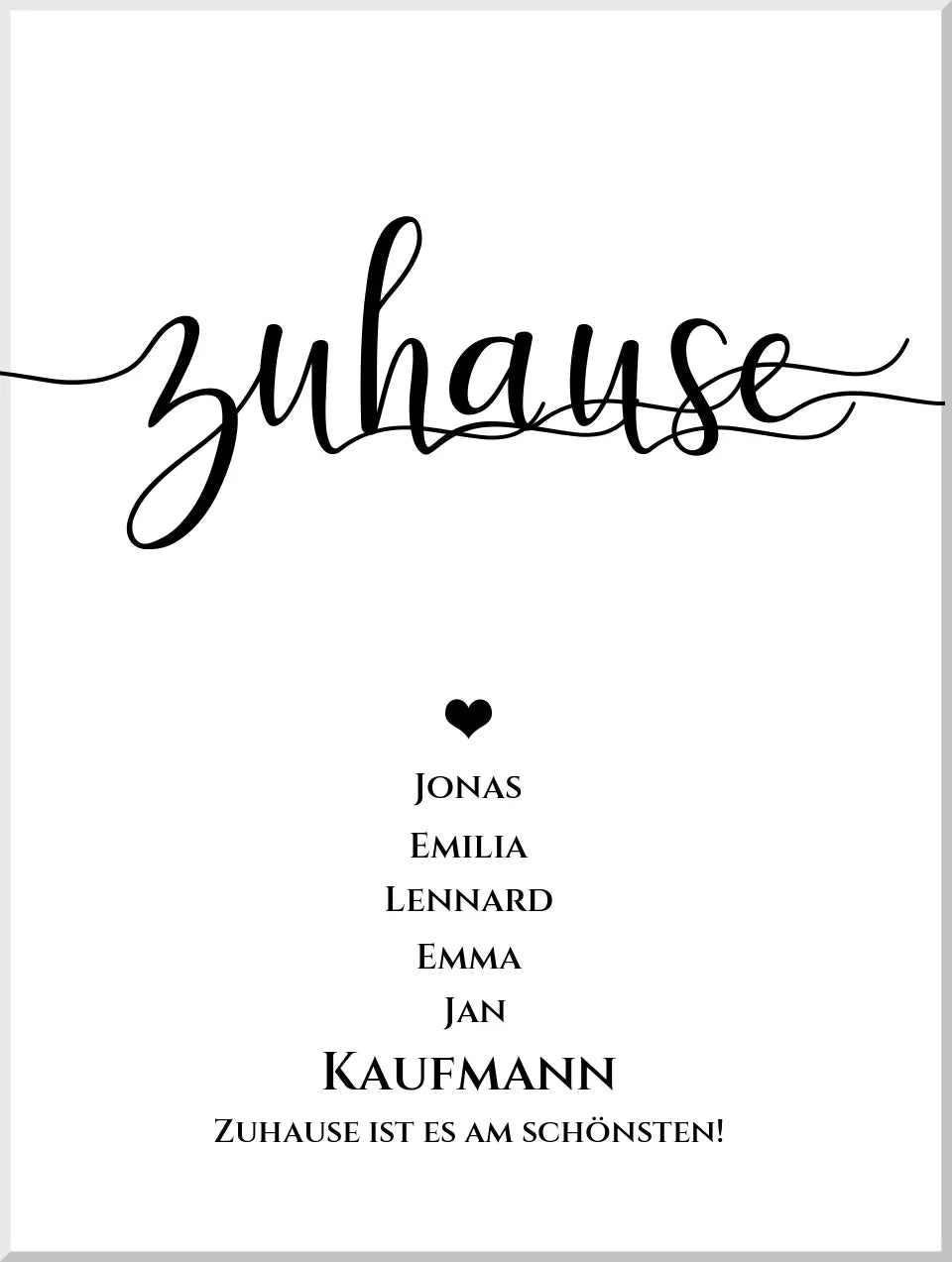 Personalisiertes Hochzeitsposter "ZUHAUSE" Poster | Hochzeitsgeschenk mit Namen und Datum