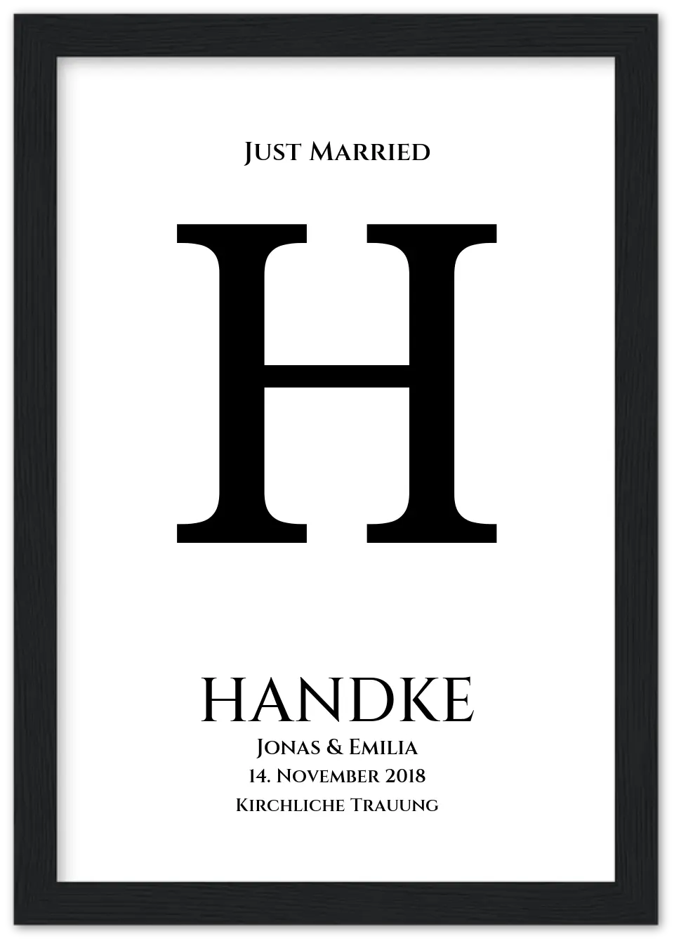 Personalisiertes Hochzeitsposter "Just Married" | Hochzeitsgeschenk mit Namen und Datum