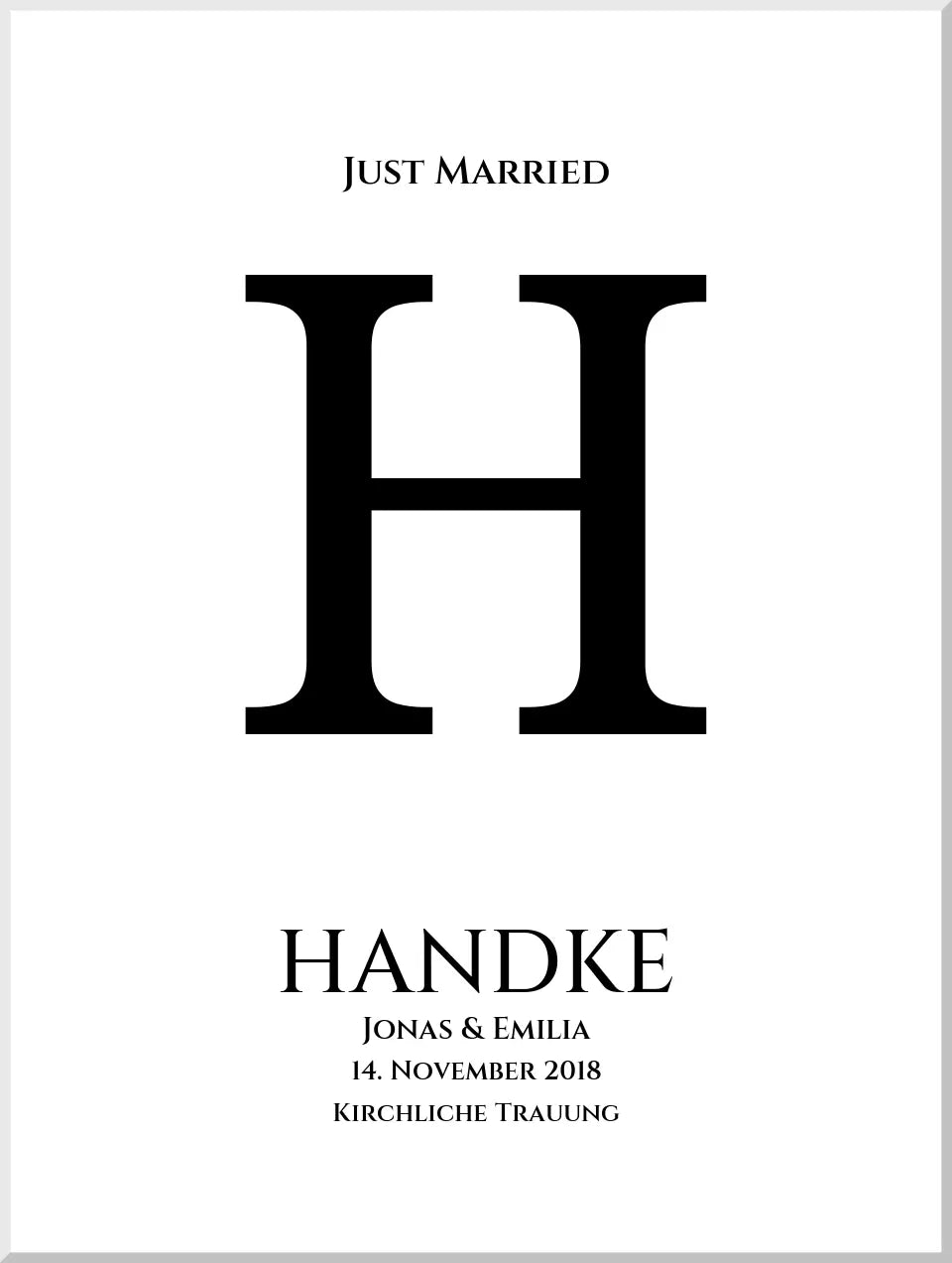 Personalisiertes Hochzeitsposter "Just Married" | Hochzeitsgeschenk mit Namen und Datum Leinwanddruck Leinwandbild