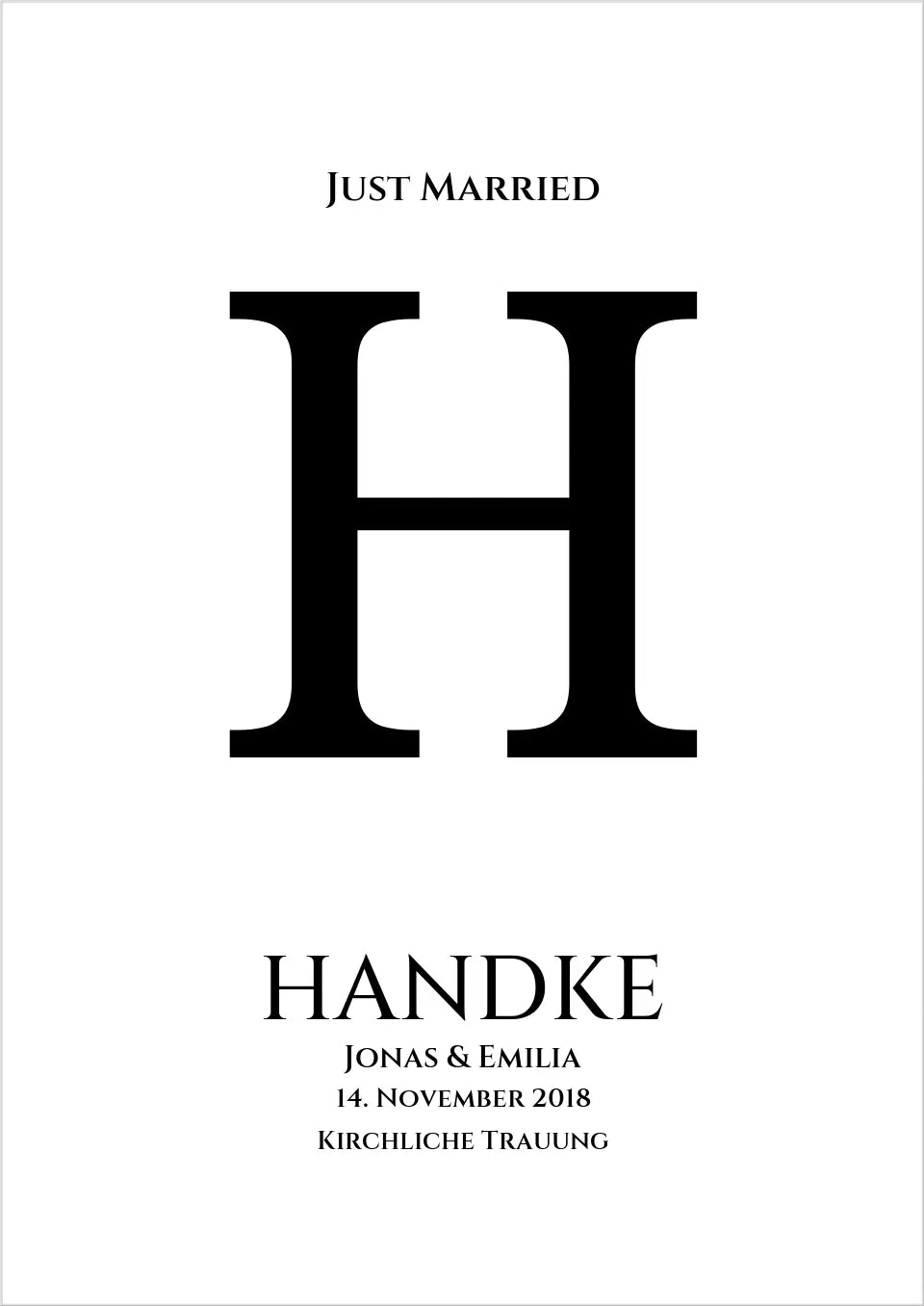 Personalisiertes Hochzeitsposter "Just Married" | Hochzeitsgeschenk mit Namen und Datum