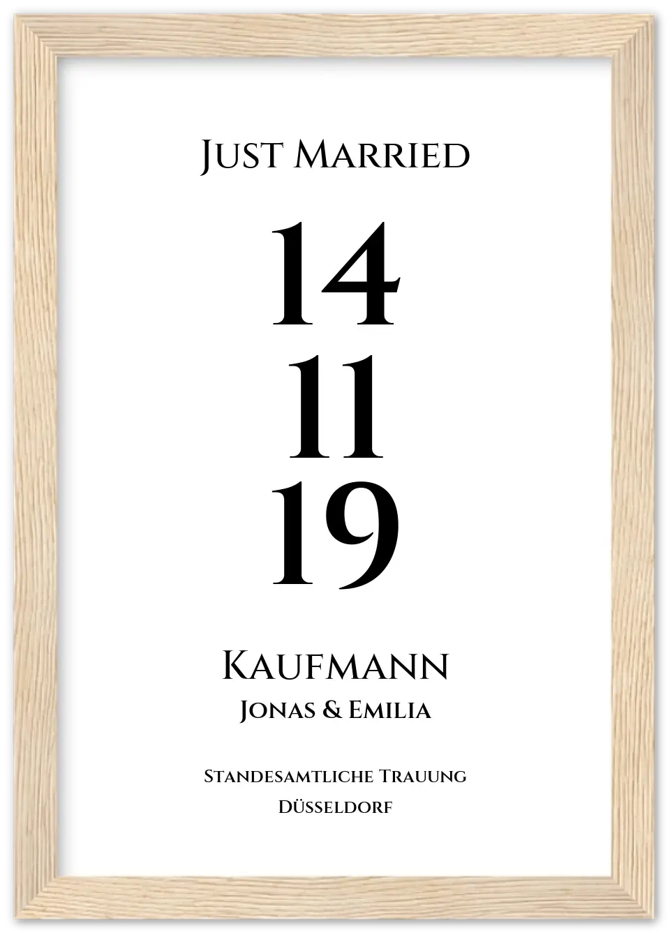 Personalisiertes Hochzeitsposter "Just Married" | "Hochzeit Datum" Hochzeitsgeschenk mit Namen und Datum