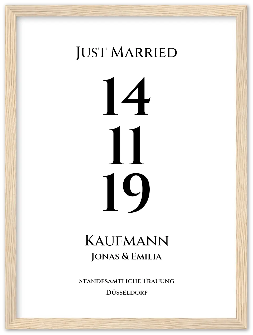 Personalisiertes Hochzeitsposter "Just Married" | "Hochzeit Datum" Hochzeitsgeschenk mit Namen und Datum
