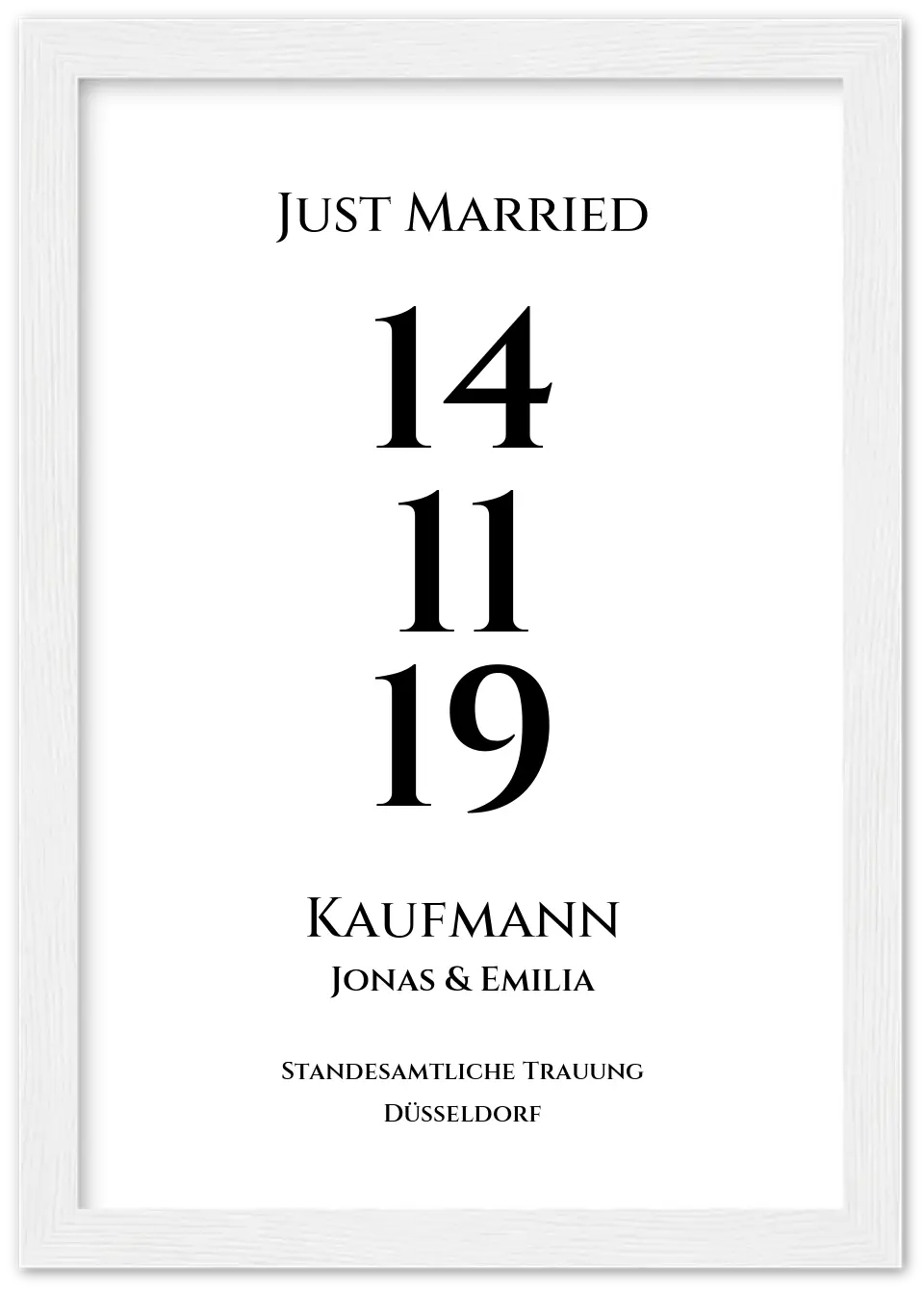 Personalisiertes Hochzeitsposter "Just Married" | "Hochzeit Datum" Hochzeitsgeschenk mit Namen und Datum