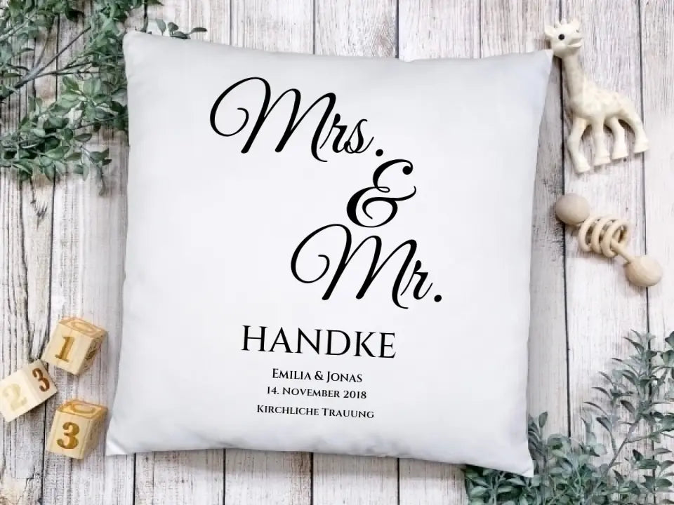 "Mr. & MRS." Kissen Hochzeitsgeschenk | Geschenk  Hochzeitskissen Brautpaar | Geschenkidee zur Hochzeit, Hochzeitstag, Valentinstag, Geburtstag