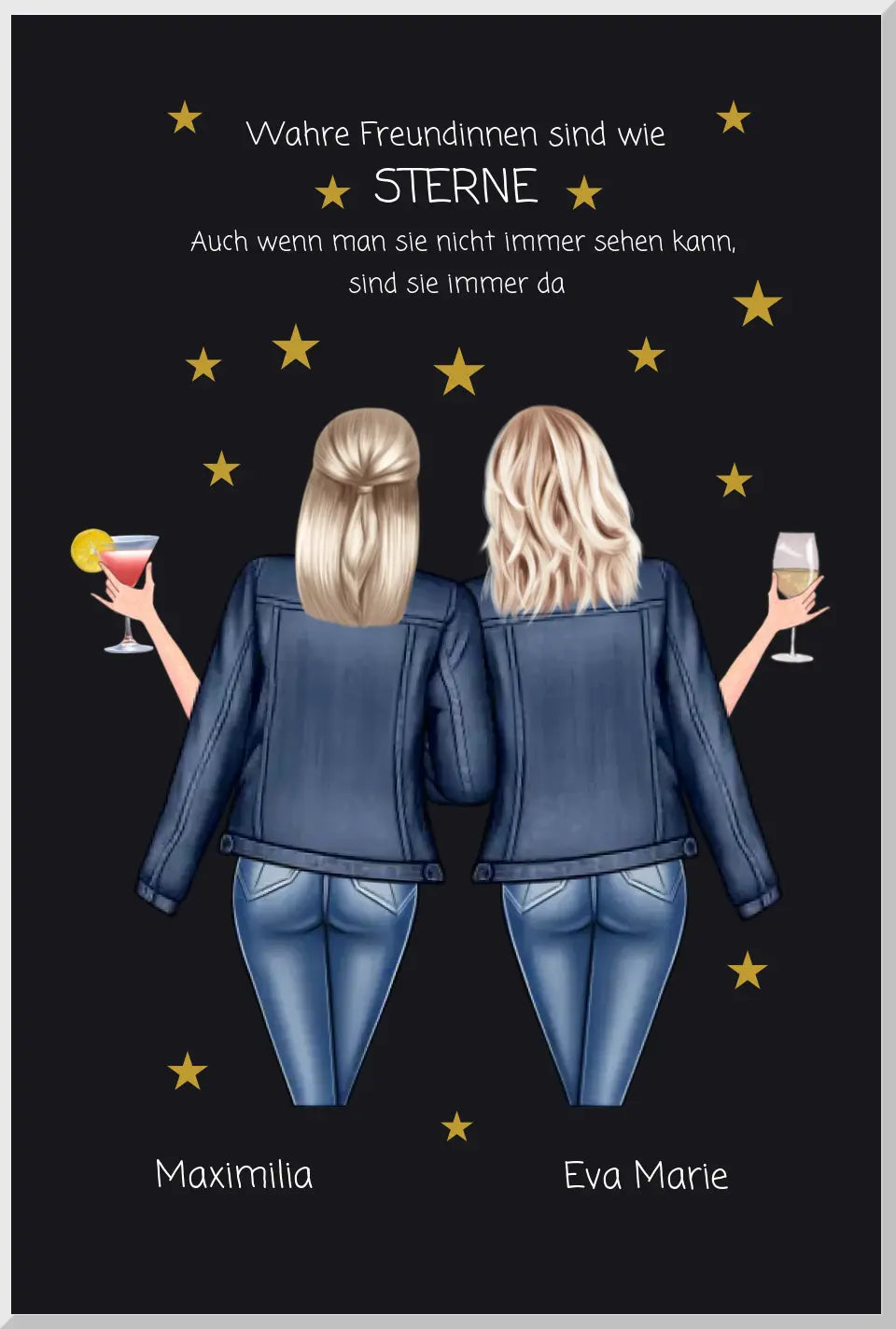 Geschenk für die beste Freundin – Wahre Freundinnen Poster personalisiert mit Namen & Spruch – BFF Bild