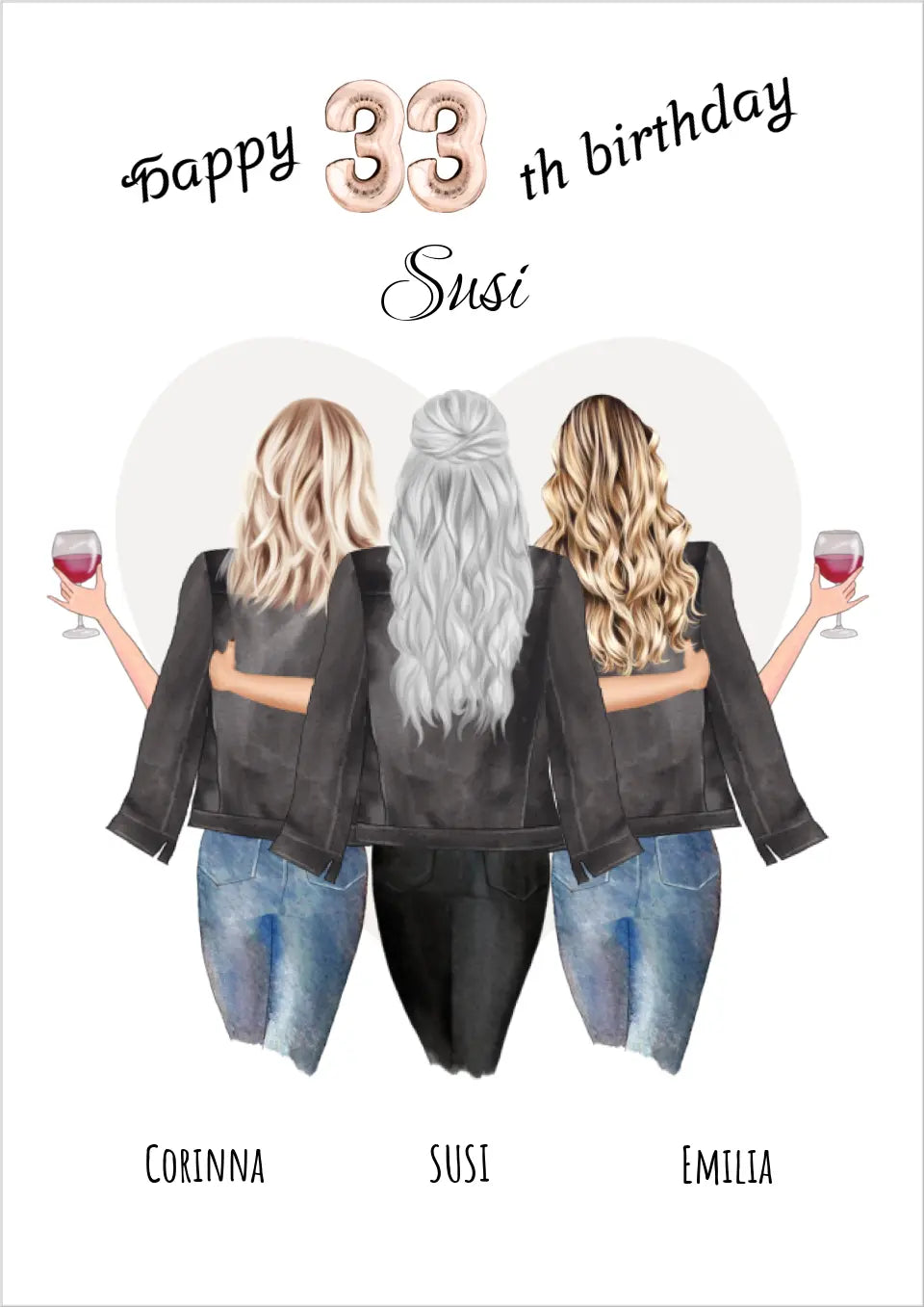 Geschenk für Freundin zum 33. Geburtstag mit Namen & Spruch