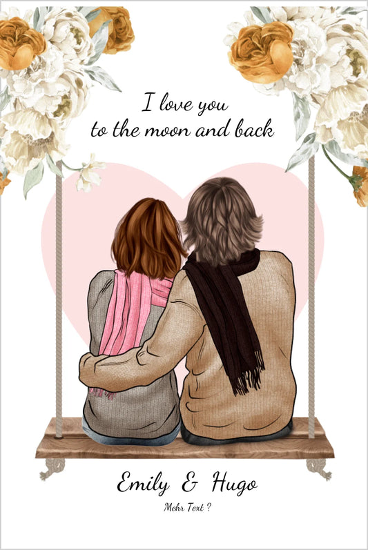 Partnerbild - Für Verliebte - Personalisiertes Geschenk für den Partner / Partnerin - Partner Geschenk Geburtstag Leinwanddruck Leinwandbild 30x20 cm