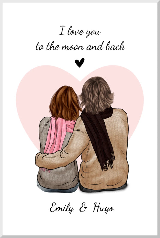 Partnerbild - Personalisiertes Poster Geschenk für den Partner / Partnerin - Ostergeschenk - Weihnachtsgeschenk Leinwanddruck Leinwandbild 30x20 cm