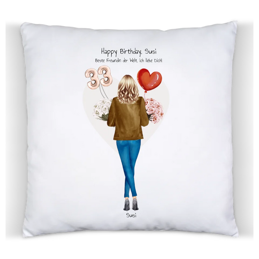 Geschenk für die Freundin zum Geburtstag mit Name, Wunschtext & Geburtstagszahl