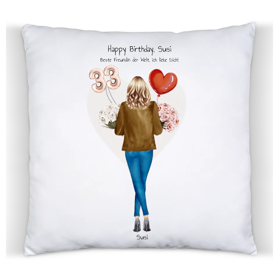 Geschenk für die Freundin zum Geburtstag mit Name, Wunschtext & Geburtstagszahl