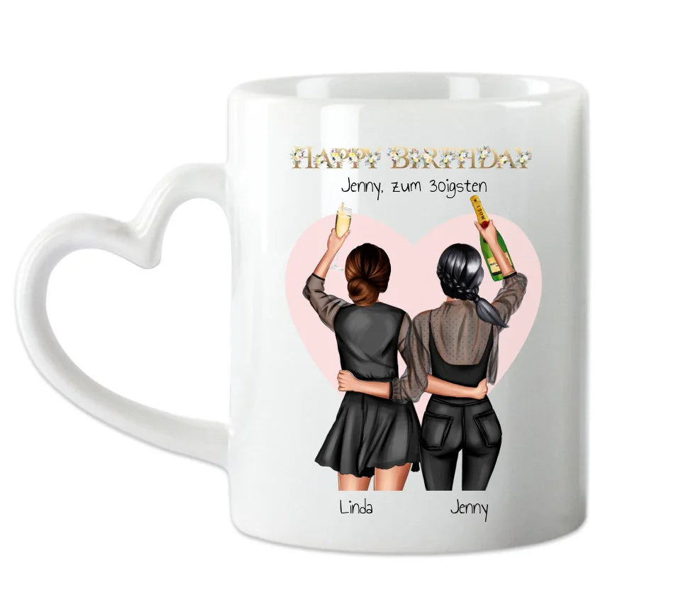 Personalisierte Tasse als Geburtstagsgeschenk für die beste Freundin (2 Freundinnen) - Geschenkidee Geburtstag