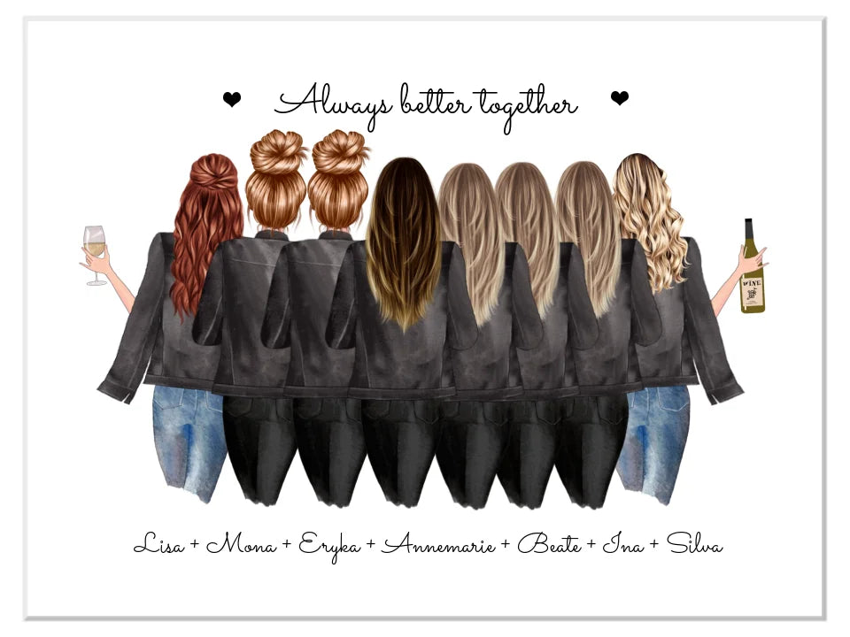 8 Beste Freundinnen Poster Geschenk personalisiert - Geschenkidee Freundin Bild