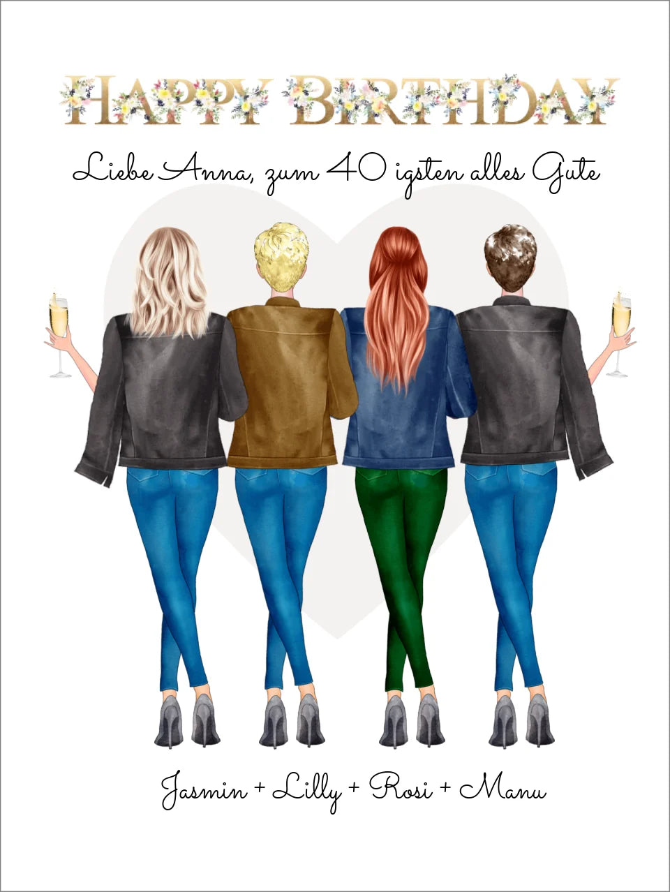 40 Geburtstag Freundin Personalisiertes Bild Geschenk | Poster 4 Freundinnen Digitale Datei zum Selberdrucken - kein Poster !!! Digitale Datei zum Selberdrucken - kein Poster 30x40 45x60 60x80 cm