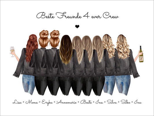 9 Freundinnen Bild individuell mit Namen Spruch personalisieren - Poster Geburtstagsgeschenk & Weihnachtsgeschenk Posters Poster