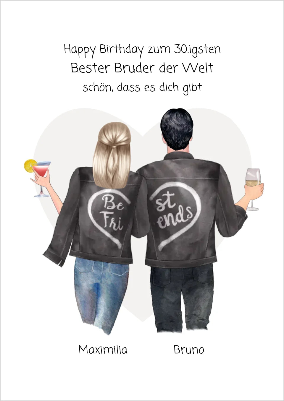 Geschenk 30 Geburtstag - Poster Bruder Schwester Bild - Geburtstagsgeschenk personalisiert