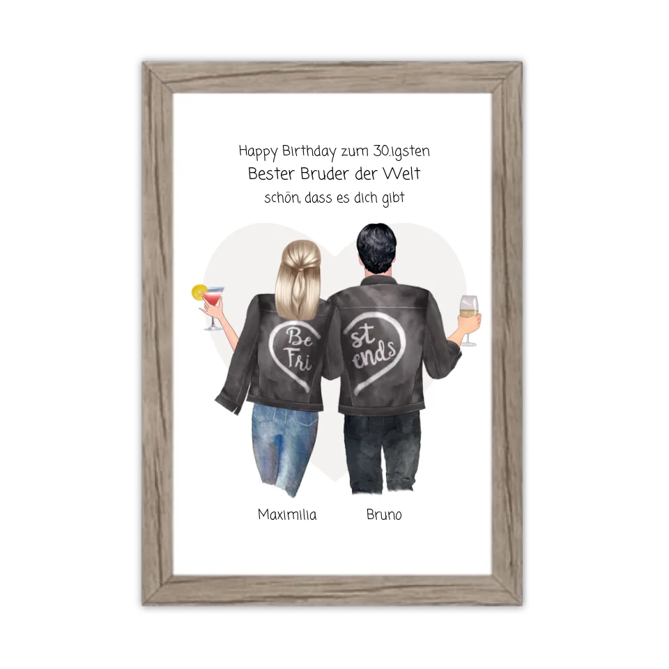 Geschenk 30 Geburtstag - Poster Bruder Schwester Bild - Geburtstagsgeschenk personalisiert