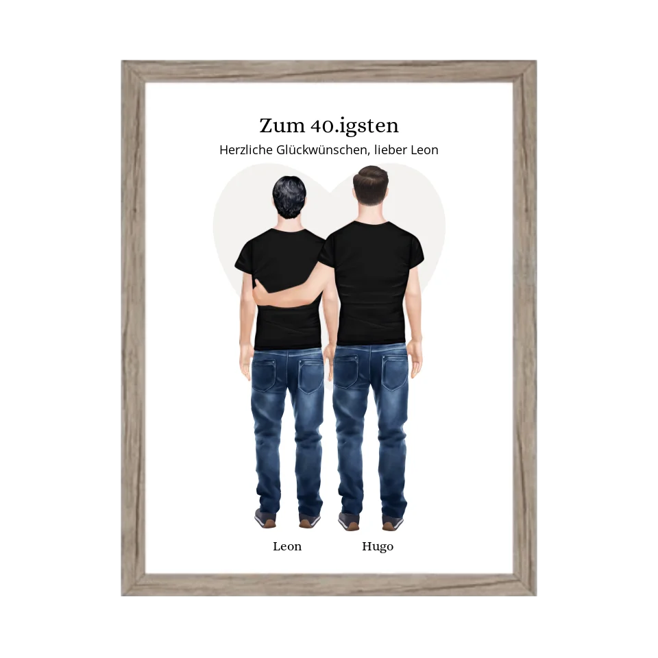 Geschenk 40 Geburtstag Bruder Poster - Bild Geburtstagsgeschenk von Bruder - Weihnachtsgeschenk Gerahmtes Poster Eichenflair Eichenflair