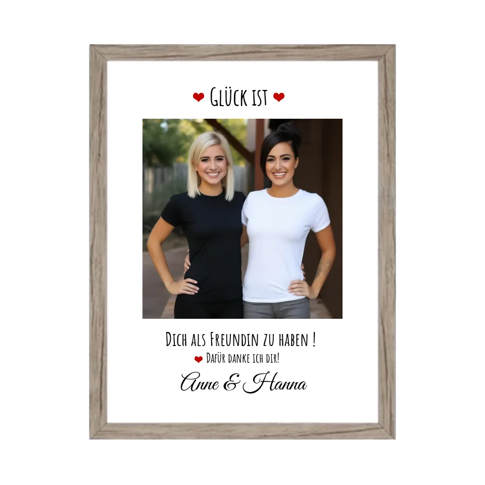 Fotoposter beste Freundin Geburtstagsgeschenk | Bild Glück ist ...