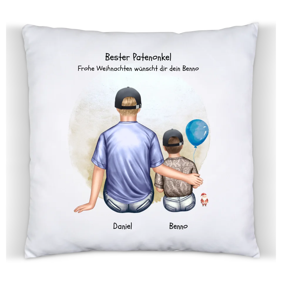 Weihnachtsgeschenk
Geschenk Patenonkel mit Patenkind Junge / Mädchen Kissen, Geburtstagsgeschenk