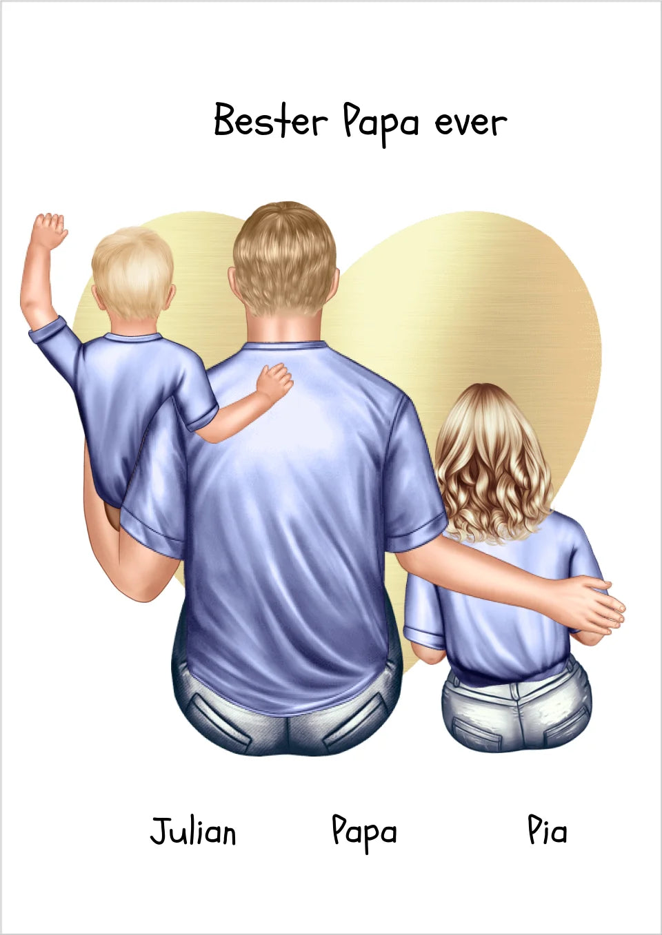 Personalisiertes Poster Geschenk Papa mit 2 Kindern Tochter/Sohn - Vatertagsgeschenk - Geburtstagsgeschenk