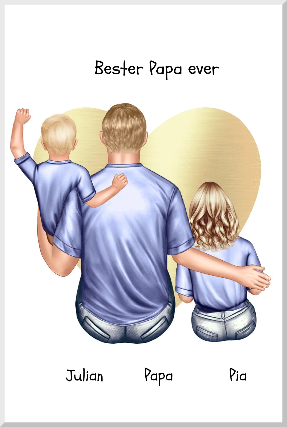 Personalisiertes Poster Geschenk Papa mit 2 Kindern Tochter/Sohn - Vatertagsgeschenk - Geburtstagsgeschenk