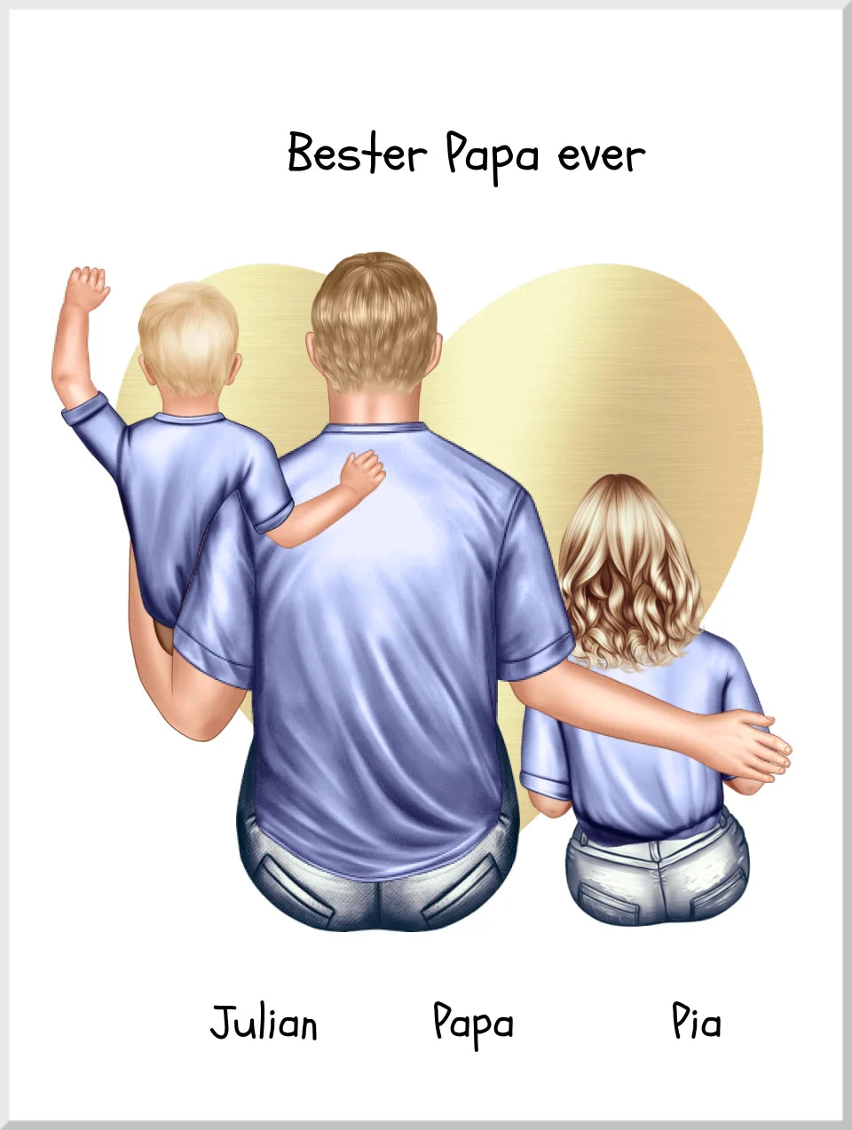Personalisiertes Poster Geschenk Papa mit 2 Kindern Tochter/Sohn - Vatertagsgeschenk - Geburtstagsgeschenk