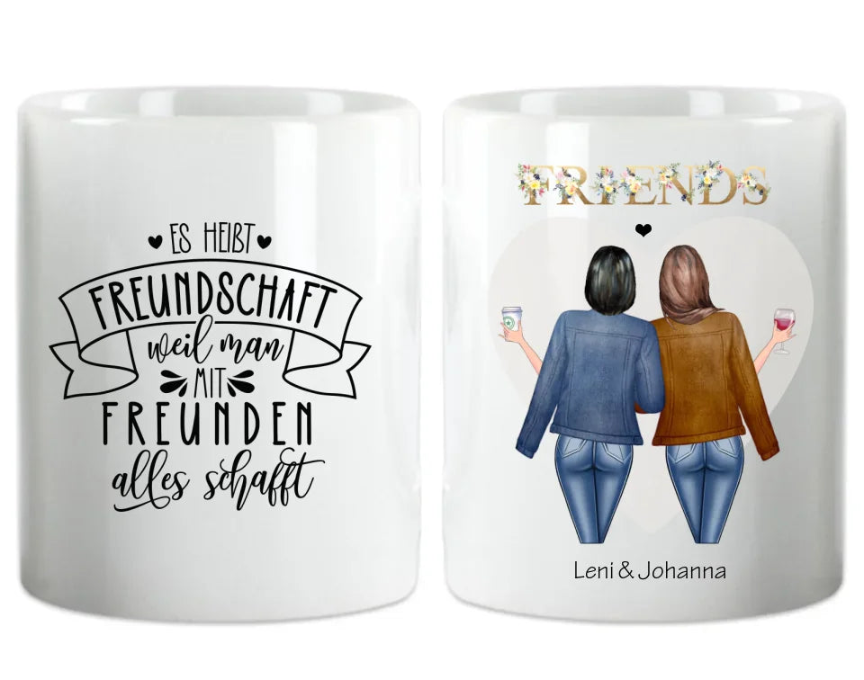Personalisierte Beste Freundin Tasse - für 2 Freundinnen mit Spruch – BesteFreundeGeschenke