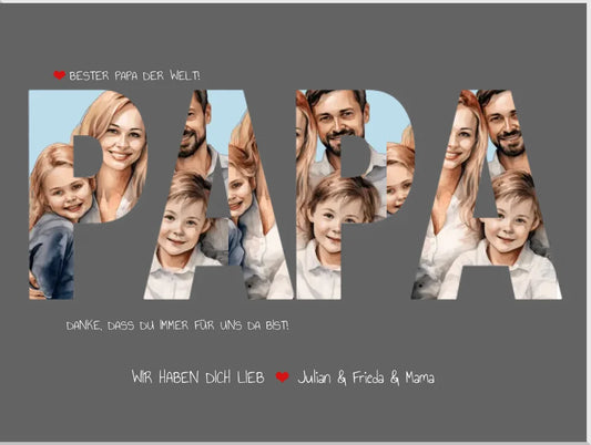 Foto Poster Personalisiertes Vatertagsgeschenk | Geschenk Papa Poster | Geburtstagsgeschenk Papa| Vater Foto Geschenk | 3 einzelne Bilder Leinwanddruck Leinwandbild