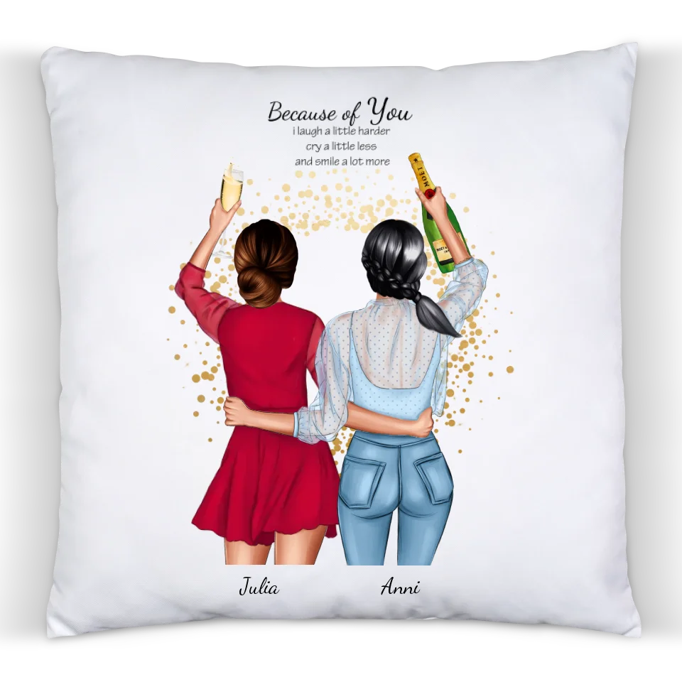 Personalisiertes Geschenk beste Freundinnen & Schwester Kissen mit Bild bedruckt | Geburtstagsgeschenk | Weihnachtsgeschenk