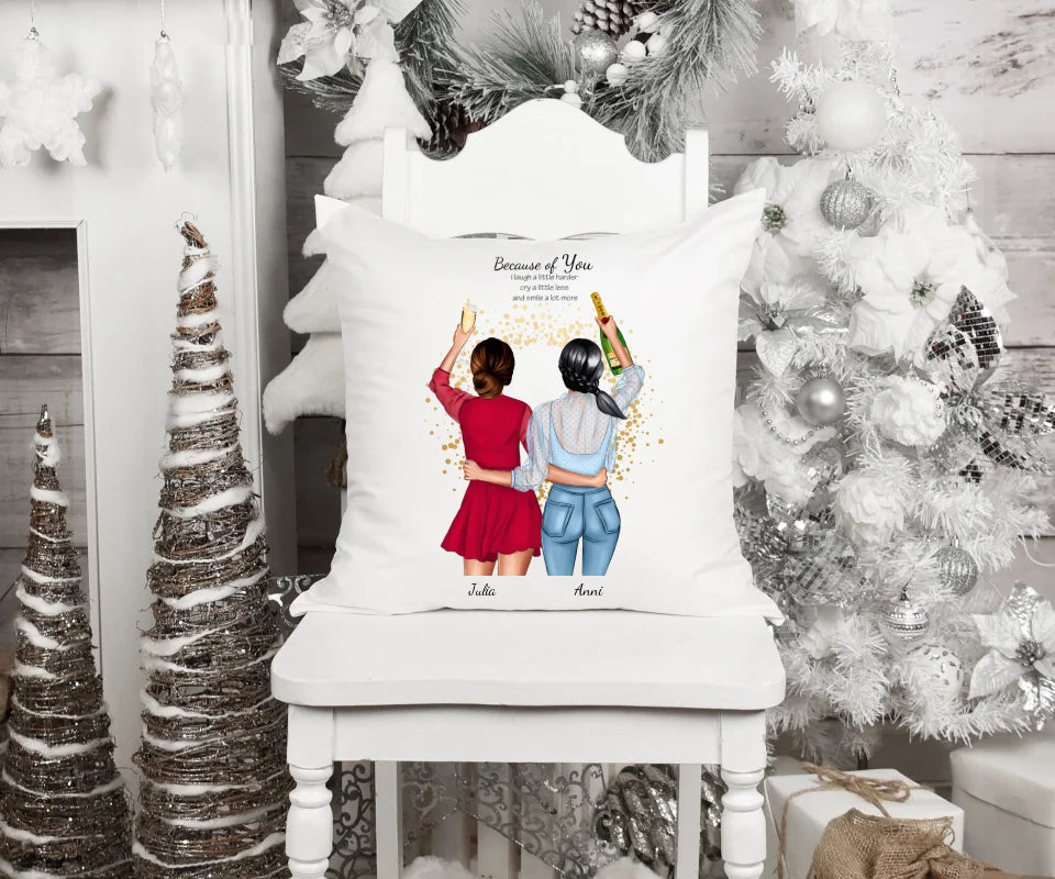 Personalisiertes Geschenk beste Freundinnen & Schwester Kissen mit Bild bedruckt | Geburtstagsgeschenk | Weihnachtsgeschenk