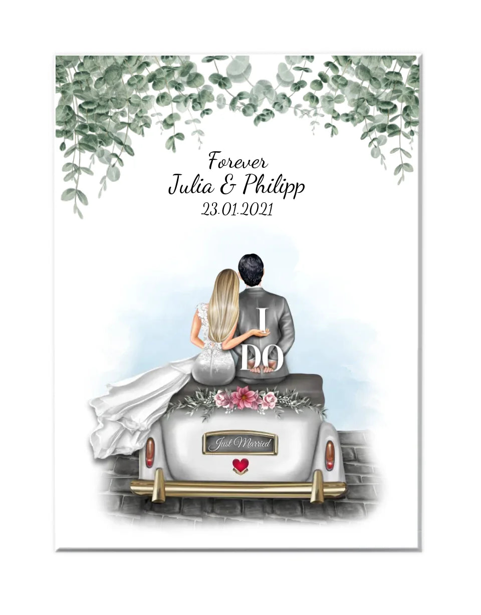 Personalisiertes Hochzeitsgeschenk - Wedding Car - Hochzeitsauto - Geschenk Hochzeit - Geschenk Bild Hochzeit - Geschenk Poster Hochzeit