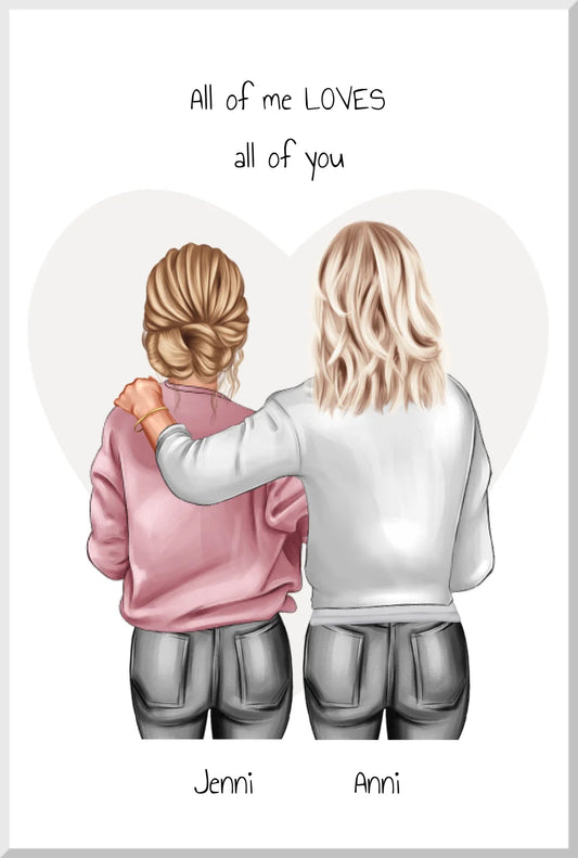 Personalisiertes Geschenk für Schwester, Mutter & Tochter Poster - Kolleginnen - Bild Geschenk beste Freundin Leinwanddruck Leinwandbild